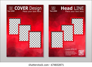 A set of brochures from the polygons of red color. Vector