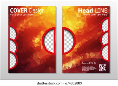 A set of brochures from the polygons of red color. Vector