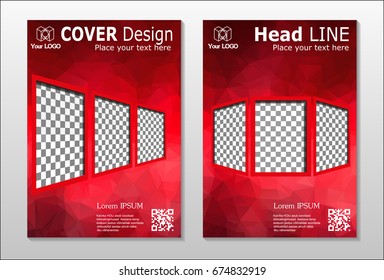 A set of brochures from the polygons of red color. Vector