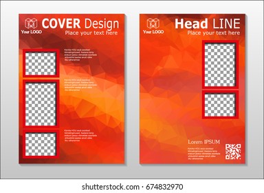 A set of brochures from the polygons of red color. Vector