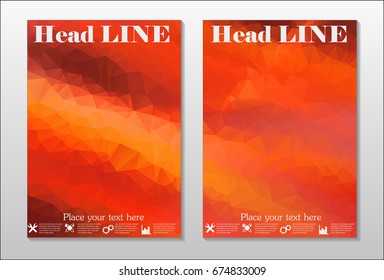 A set of brochures from the polygons of red color. Vector