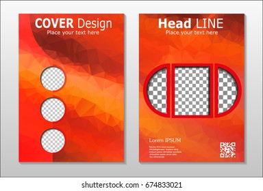 A set of brochures from the polygons of red color. Vector