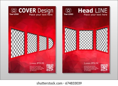 A set of brochures from the polygons of red color. Vector