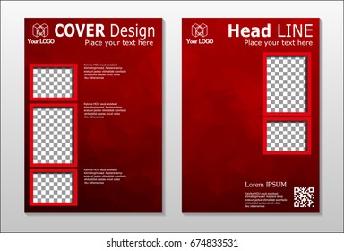 A set of brochures from the polygons of red color. Vector