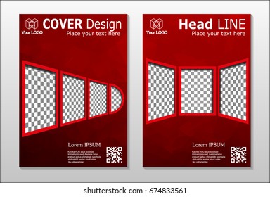 A set of brochures from the polygons of red color. Vector