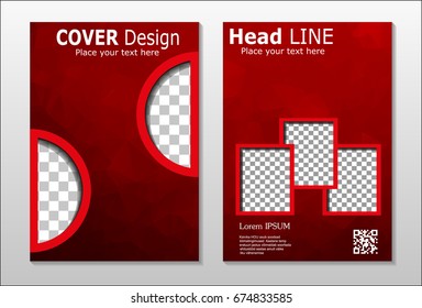 A set of brochures from the polygons of red color. Vector