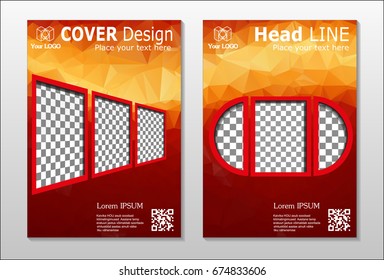 A set of brochures from the polygons of red color. Vector