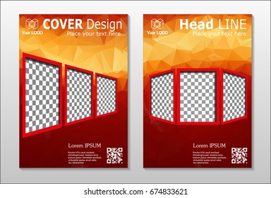 A set of brochures from the polygons of red color. Vector