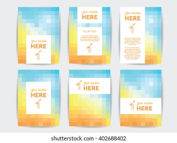 Set of brochures in rectangle style on SUmmer theme. Beautiful frames and backgrounds