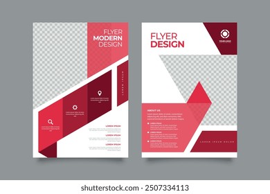 a set of brochures with a red background 