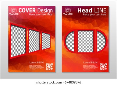 A set of brochures from red polygons. Vector