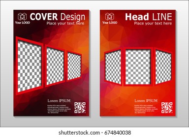A set of brochures from red polygons. Vector