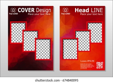 A set of brochures from red polygons. Vector