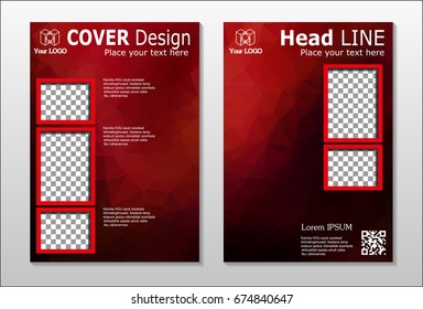 A set of brochures from red polygons. Vector