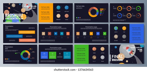 Set of brochures for space exploration and gravity research. Vector illustration