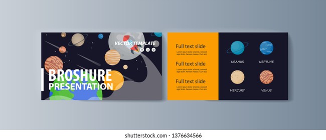 Set of brochures for space exploration and gravity research. Vector illustration