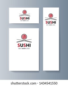 Set of brochures Sushi for marketing the promotion goods and services on market. Vector illustration