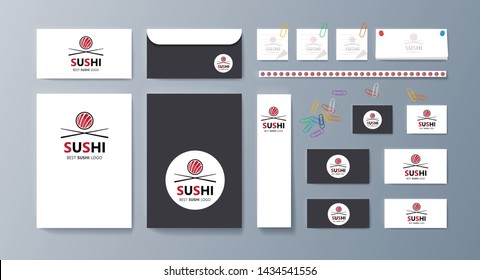 Set of brochures Sushi for marketing the promotion goods and services on market. Vector illustration