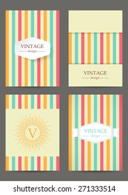 Set of brochures in vintage style. Retro Patterns for Placards, Posters, Flyers and Banner Designs.