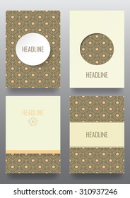 Set of brochures in vintage style.  Retro Patterns for Placards, Posters, Flyers and Banner Designs.