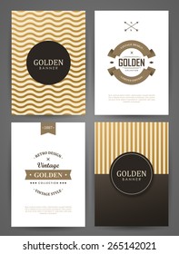 Set of brochures in vintage style. Vector design templates. Vintage frames and backgrounds. 