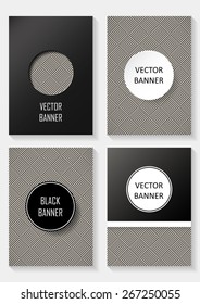 Set of brochures in vintage style. Vector design templates.  Retro Patterns for Placards, Posters, Flyers and Banner Designs. Black and white card