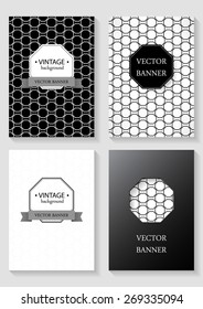 Set of brochures in vintage style. Vector design templates.  Retro Patterns for Placards, Posters, Flyers and Banner Designs
