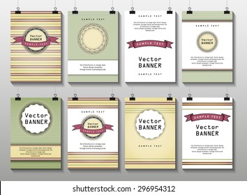 Set of brochures in vintage style. Vector design templates. Vintage frames and backgrounds. Can be used for cafe, sweet-shop, pastry shop, bakery,coffee house, barroom, luncheonette, circus