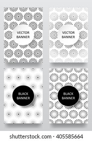 Set of brochures in vintage style. Vector design templates. Vintage frames and backgrounds. Black and white card