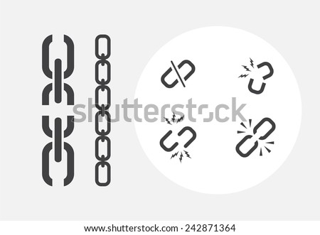Set of Broken Chain Icons - Chain Link Vector Symbol