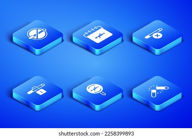Set Broken cigarette, No smoking, days and  icon. Vector