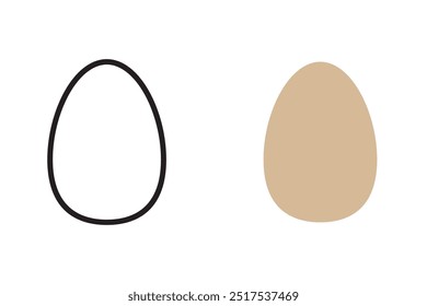 Set of broken eggs icon. Black and outline shapes of cracked egg