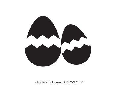 Conjunto de huevos rotos icono. Formas negras y de contorno de huevo agrietado