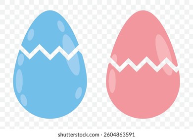 Set of broken eggs icon. Black and outline shapes of cracked egg on Transparent Background. EPS 10.