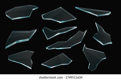 Set Of Broken Glass Shards, Vector Splinters