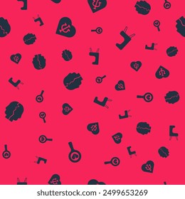 Set Broken heart or divorce, Psychology, Psi, Bipolar disorder and Armchair on seamless pattern. Vector