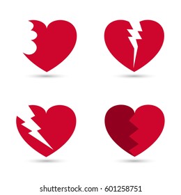 Set of broken hearts. Valentine's day