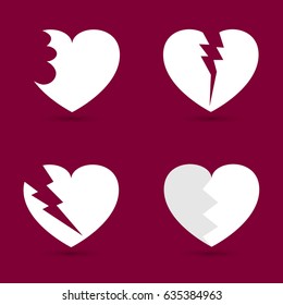 Set of broken hearts. Valentine's day.