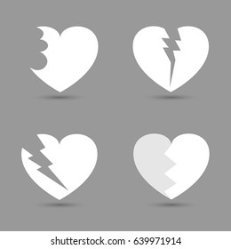 Set of broken hearts. Valentine's day