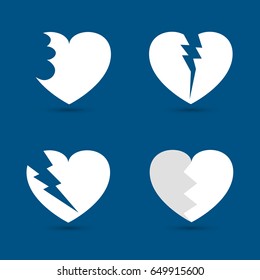 Set of broken hearts. Valentine's day