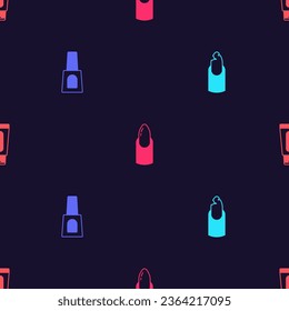 Set Broken nail, Bottle of polish, Nail manicure and Tube hand cream on seamless pattern. Vector