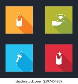 Set Broken nail, False nails, Pipette with oil and Nail manicure icon. Vector