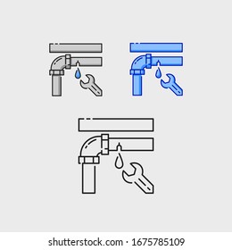 Set of broken pipe icon illustration. concept logo