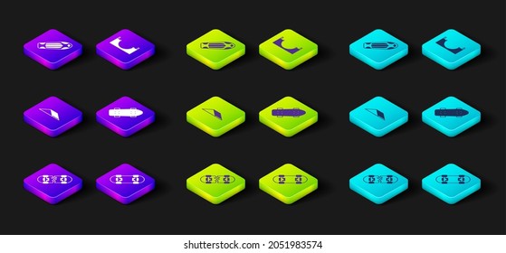 Set Broken skateboard, Skateboard, park,  and deck icon. Vector