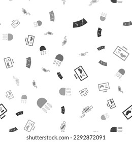 Set Broken windshield, Car muffler, Diagnostics condition of car and High beam on seamless pattern. Vector