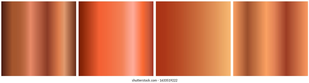 Set Bronze Copper metal foil abstract background with modern gradient style, shiny and metal steel gradient template – stock vector