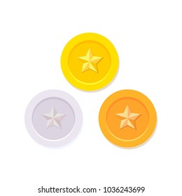 Set Of Bronze, Gold, Medal Award
