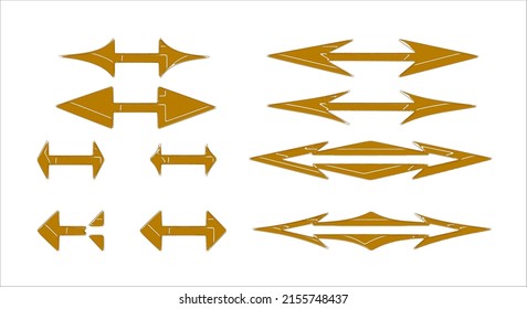 A set of bronze metal reversible hands with gleaming facets. Vector.