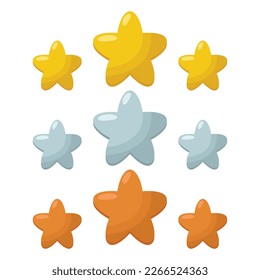 Juego de plata de bronce Oro 3 estrellas de revisión Vectorart