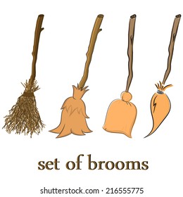 set of broom. clean up or fly